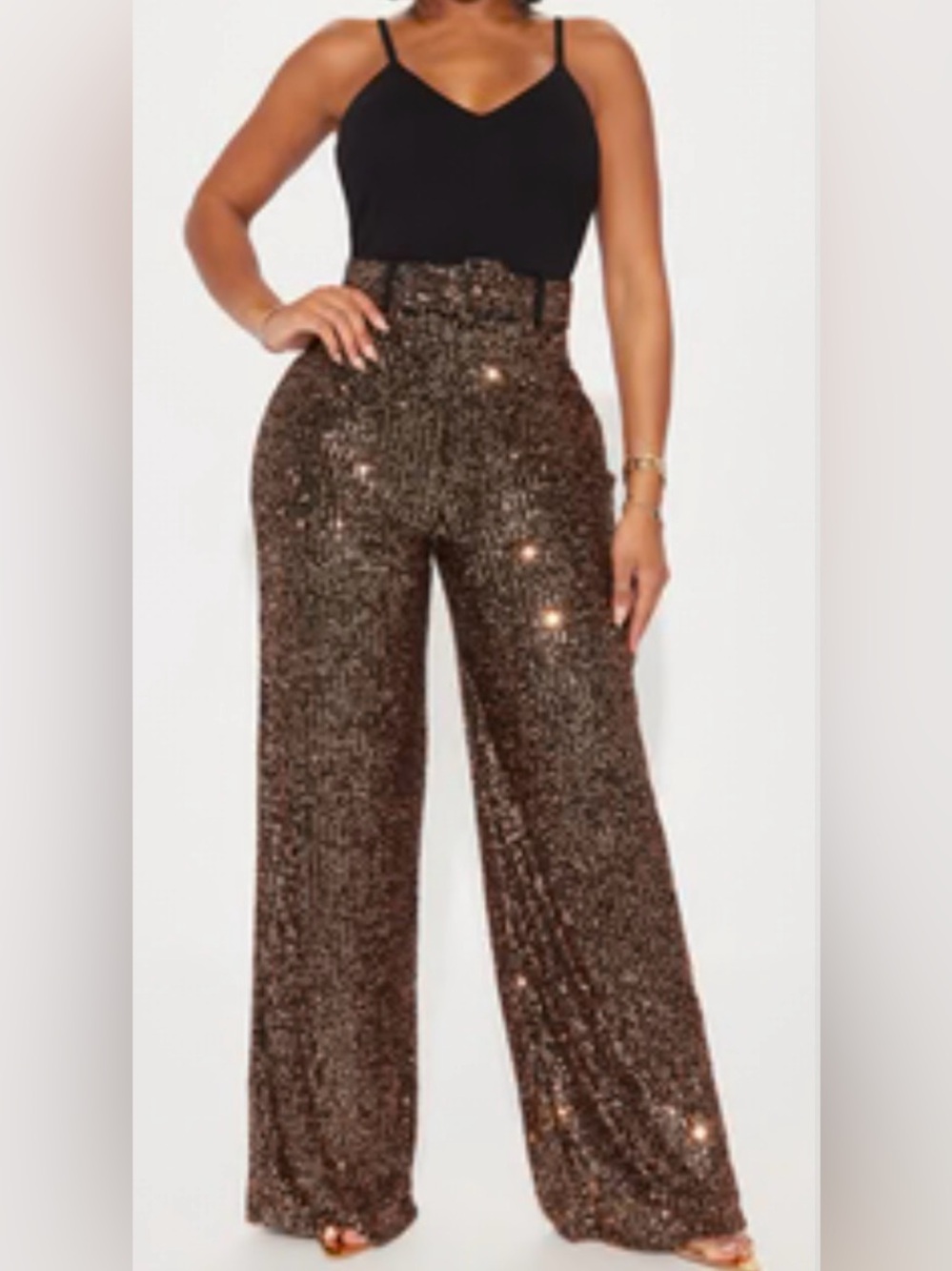 Fashion Nova Bronze Sequin Romper